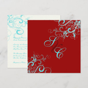 Invitation PixDezines frissons, Aqua + Rouge + Ecrue