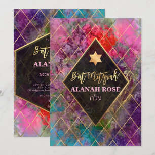 Invitation PixDezines Galaxy Bat mitzvah géométrique Abstrait