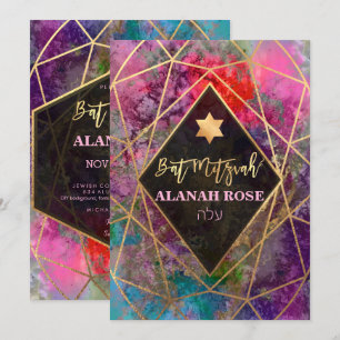 Invitation PixDezines Galaxy Bat mitzvah géométrique Abstrait
