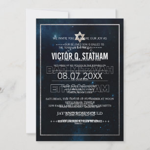 Invitation PixDezines Galaxy /Space Bat mitzvah