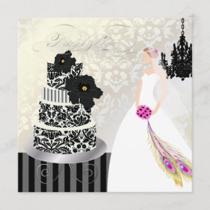 Invitation PixDezines Gâteau Mariage noir+blanc