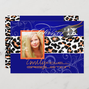 Invitation PixDezines Graduation Orange Leopard/DO-IT-YOURSEL