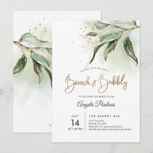 Invitation PixDezines Green Gold Eucalyptus Brunch