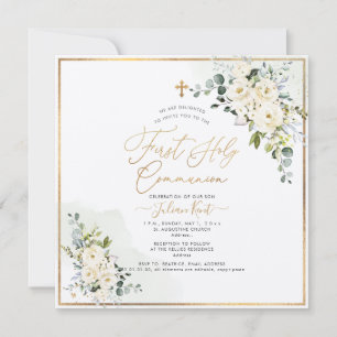 Invitation PixDezines H2 Alabaster Roses Première Sainte Comm