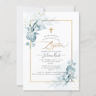 Invitation PixDezines H2 Blue Gum Eucalyptus Baptême