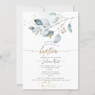 Invitation PixDezines H2 Blue Gum Eucalyptus Baptême