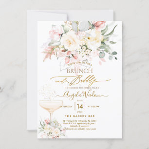 Invitation PixDezines H2 Blush Alabaster Roses Brunch Bubbly