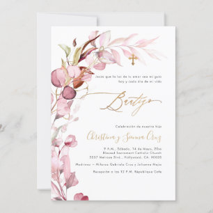 Invitation PixDezines H2 Dusty Blush Gum Eucalyptus Bautizo