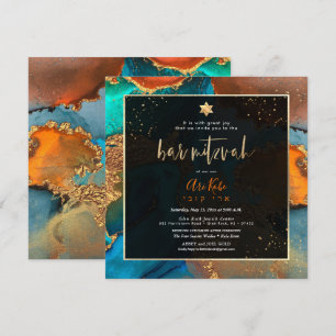 Invitation PixDezines H2 Galaxie moderne Abstrait Bar Mitzvah