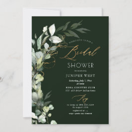 Invitation PixDezines H2 Green Gold Eucalyptus Fête des marié