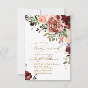 Invitation PixDezines H2 Marsala Red Automne Bridal Shower