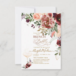 Invitation PixDezines H2 Marsala Rouge Brunch & Bubbly
