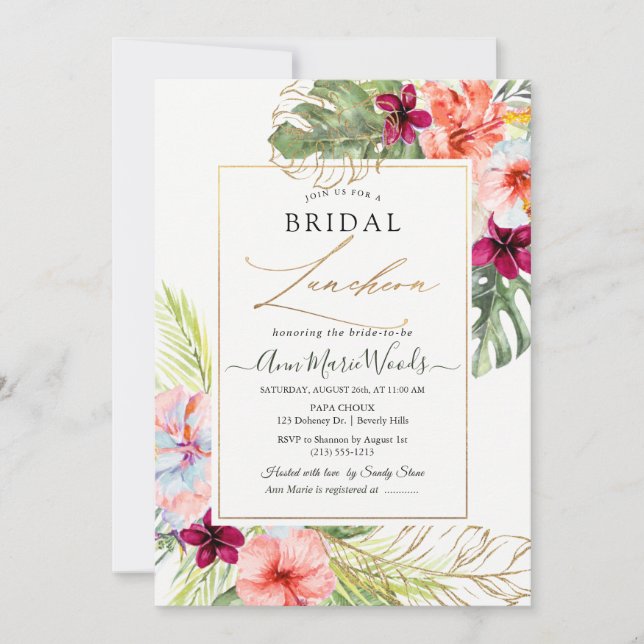 Invitation PixDezines H2 Paradis tropical Déjeuner nuptial (Devant)