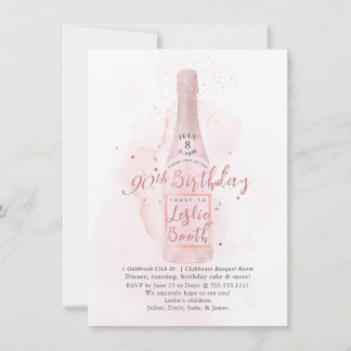 Invitation PixDezines H2 Pink Champagne 90 Birthday