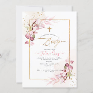 Invitation PixDezines H2 rose Eucalyptus Bautizo