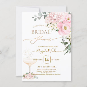 Invitation PixDezines H2 Rose Hydrangea Fête des mariées Rose