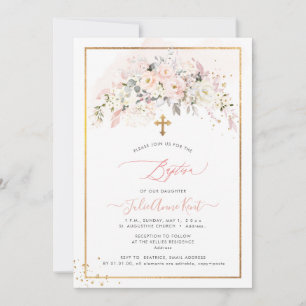 Invitation PixDezines H2 Roses Fleurs Baptême