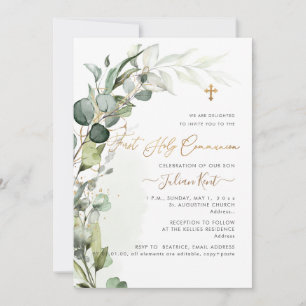 Invitation PixDezines H2 Verdure Feuille d'eucalyptus Premièr