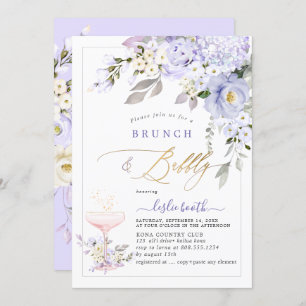 Invitation PixDezines H2 violet Roses Hydrangea Brunch Bubbly