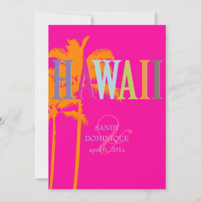 Invitation PixDezines hawaii+palmiers/DO-IT-YOURSELF couleur  (Devant)