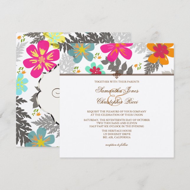 Invitation PixDezines Hawaiian Jungle/DO-IT-YOURSELF Color/Fe (Devant / Derrière)