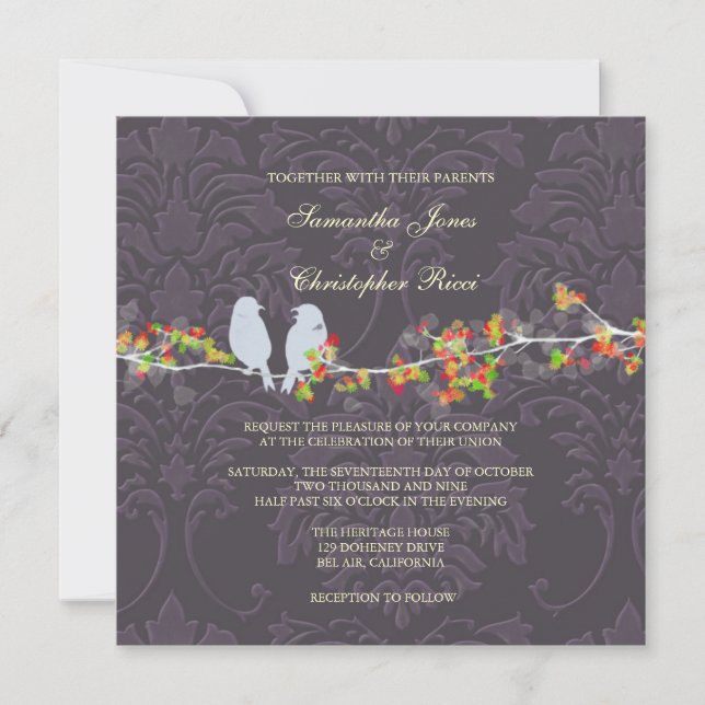 Invitation PixDezines INSÉPARABLES/PURPLE DAMASK (Devant)