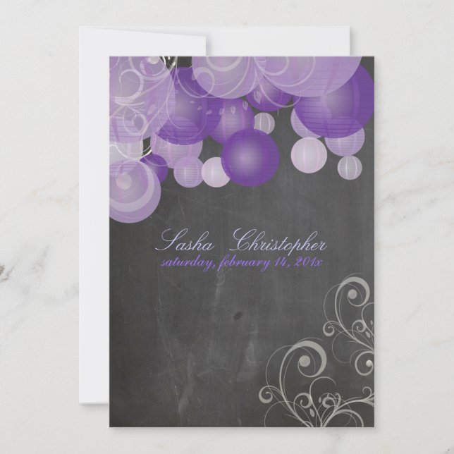 Invitation PixDezines lanternes violettes (Devant)