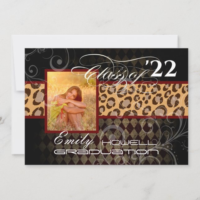 Invitation PixDezines LEOPARD GRADUATION (Devant)
