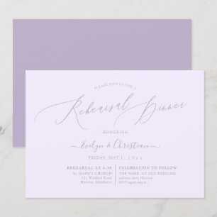 Invitation PixDezines Lilac Purpl Dîner de répétition minimal