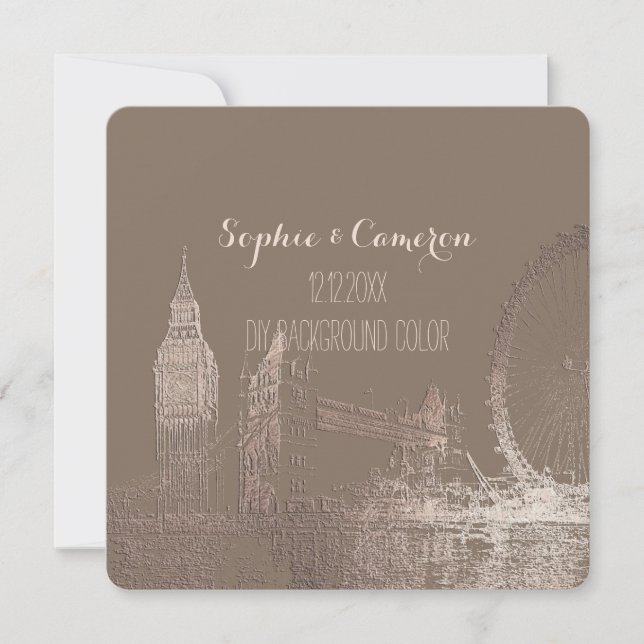 Invitation PixDezines London/Faux Rose Gold/DO-IT-YOURSELF ar (Devant)