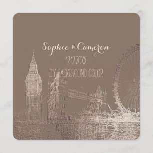 Invitation PixDezines London/Faux Rose Gold/DO-IT-YOURSELF ar