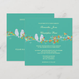 Invitation PixDezines LOVE BIRDS/DIY BACKGROUND COLOR
