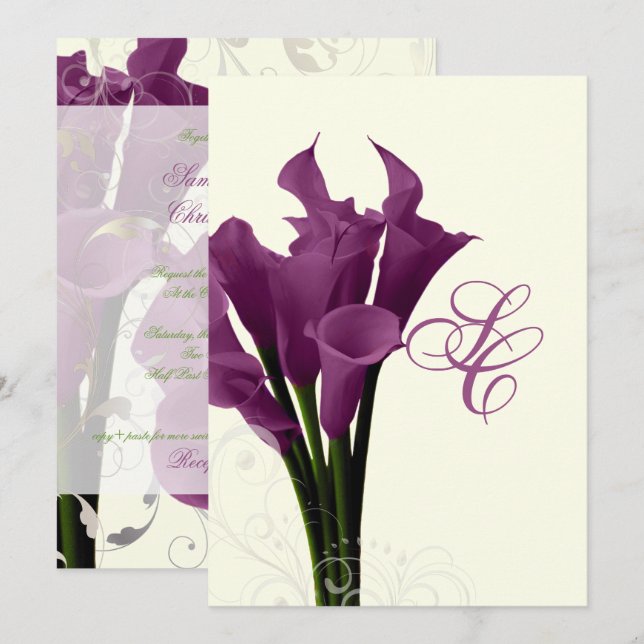 Invitation PixDezines lys calla violet/do-it-yourself (Devant / Derrière)