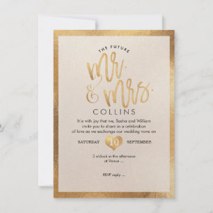 Invitation PixDezines M. & Mme Faux Gold Hearts