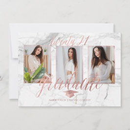 Invitation PixDezines Marble Faux Rose Gold Graduation