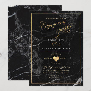 Invitation PixDezines Marbre/Faux Gold/Engagement Party