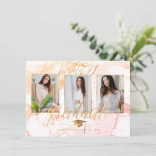 Invitation PixDezines Marbre Faux Gold Graduation Invita Invi