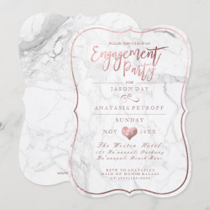Invitation PixDezines Marbre/Faux Rose Gold/Engagement Party