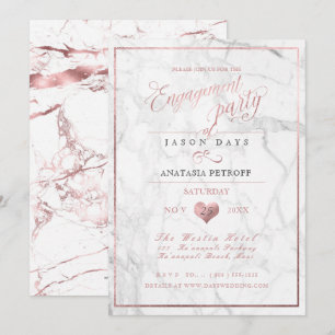 Invitation PixDezines Marbre/Faux Rose Gold/Fiançailles