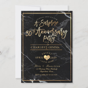 Invitation PixDezines Marbre+Or/Surprise 30e Anniversaire