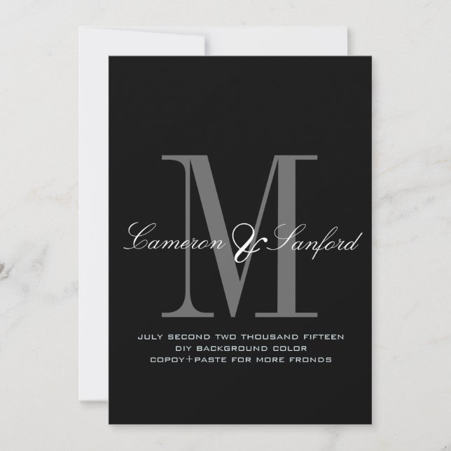 Invitation PixDezines Mariage noir+blanc (Devant)