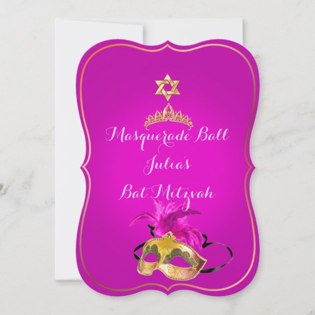 Invitation PixDezines Mitzvah Masquerade/DO-IT-YOURSELF coule (Devant)