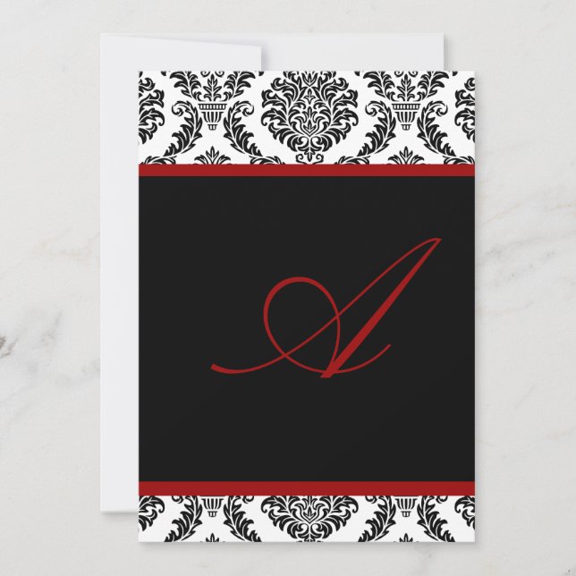 Invitation PixDezines monogramme damask rosette/do-it-yoursel (Devant)