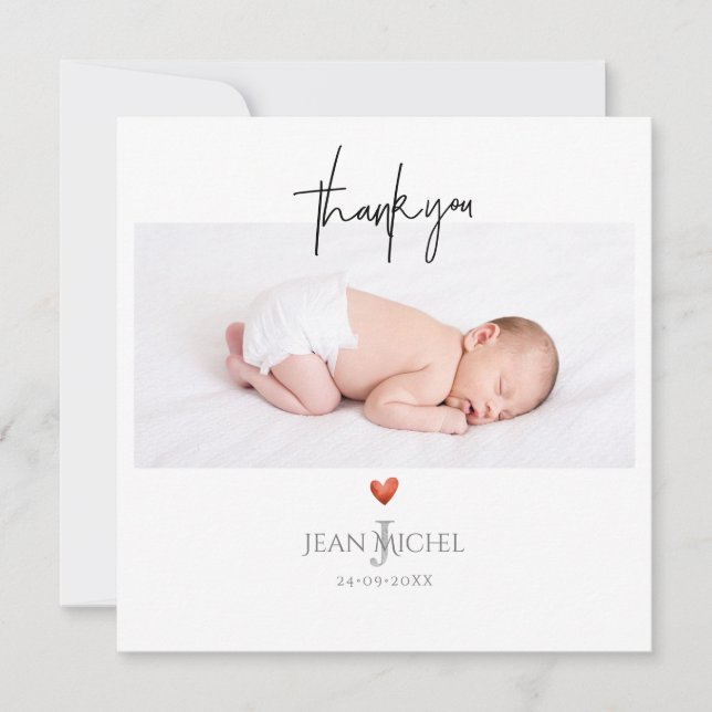 Invitation PixDezines Monogramme Merci+Coeur (Devant)