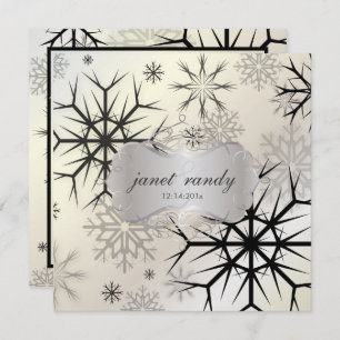 Invitation PixDezines NOIR SNOWFLAKES/MARIAGE HIVER