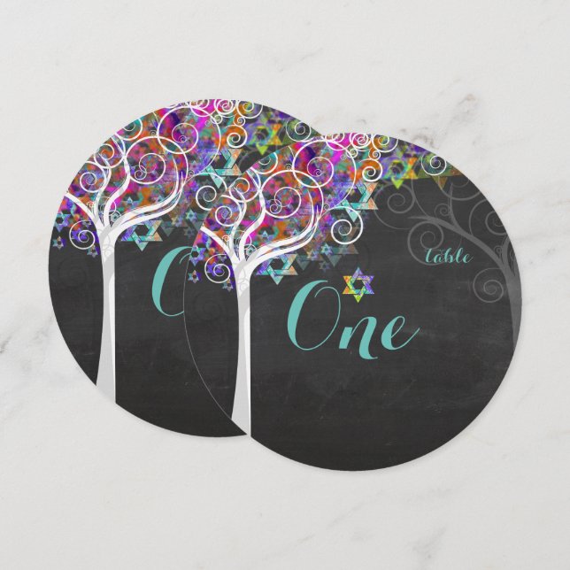 Invitation PixDezines Numéros de tableau Arbre de vie Mitzvah (Devant / Derrière)