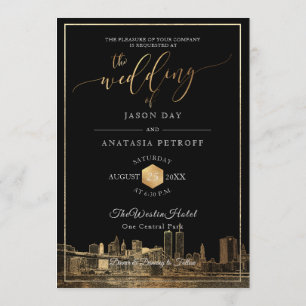 Invitation PixDezines NYC Skyline/Faux Gold/DO-IT-YOURSELF