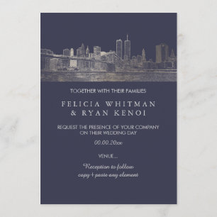 Invitation PixDezines NYC Skyline/Faux Silver/DO-IT-YOURSELF