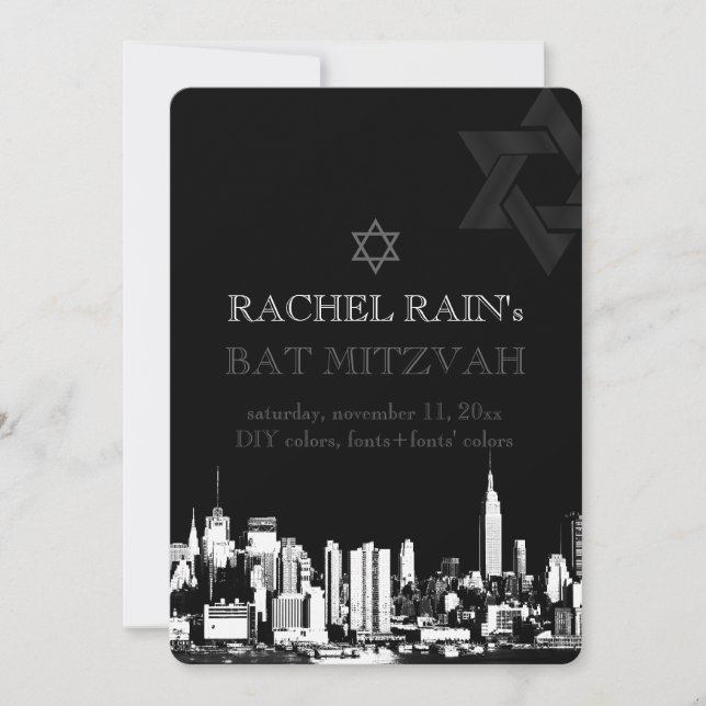 Invitation PixDezines NYC urbain/bat mitzvah (Devant)