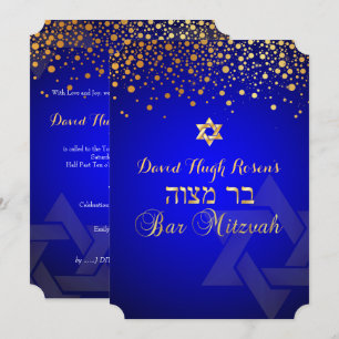 Invitation PixDezines or éblouissant/Bar Mitzvah/bleu royal